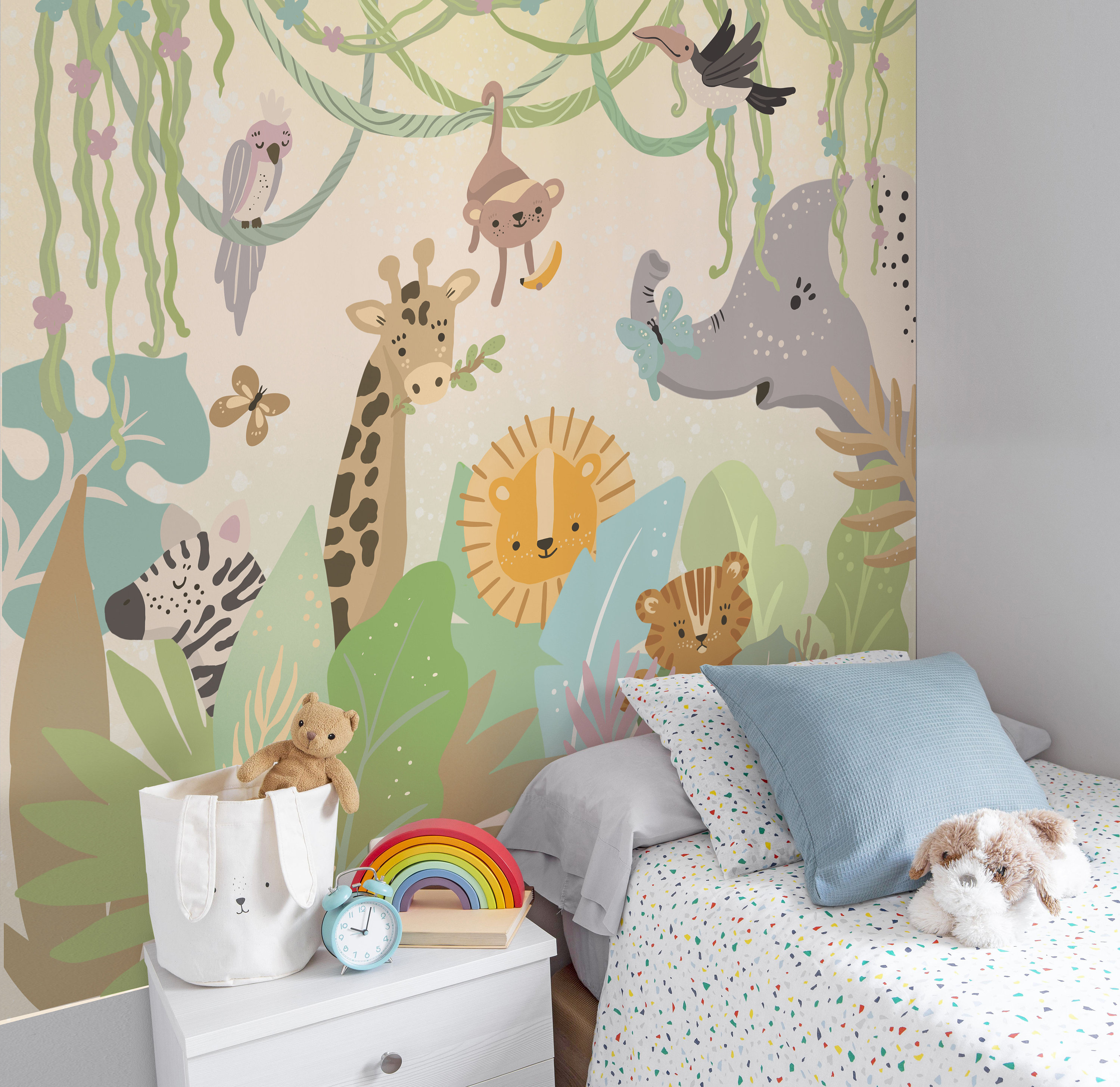 Safari Animals Peel and Stick Wallpaper Jungle Wall Paper Nursery ...