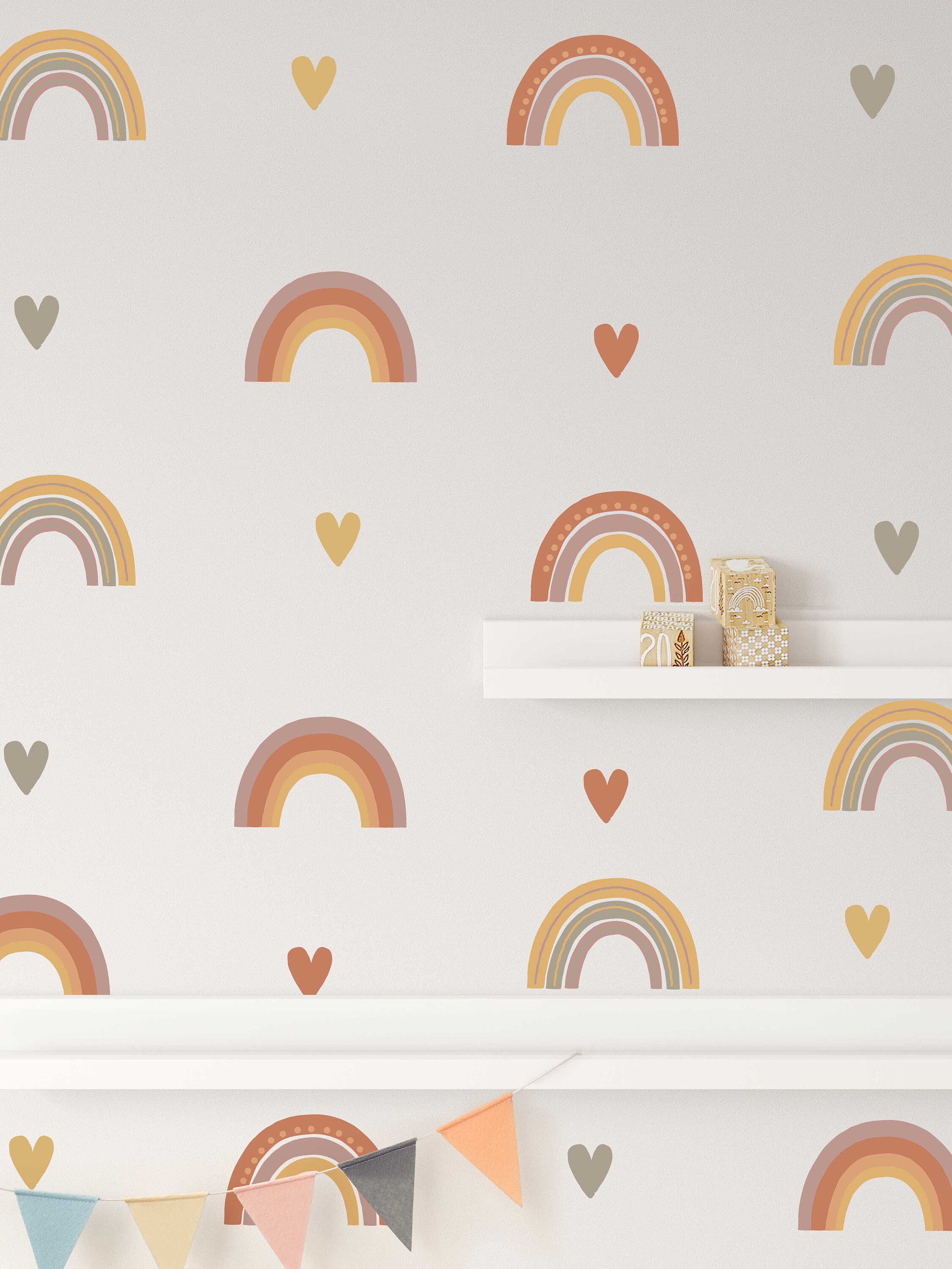 Rainbow Wall Decals Heart Stickers Boho Children Room Decor, KL0009 - Etsy