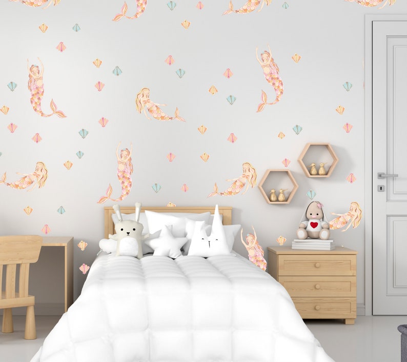 Mermaid Wall Decals Sea Shell Stickers LF103 Etsy