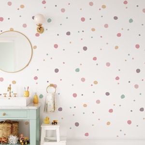 Polka Dot Wall Decals Set, Custom Color Vinyl Dots, Boho Peel and Stick Nursery or Room Decor LF006