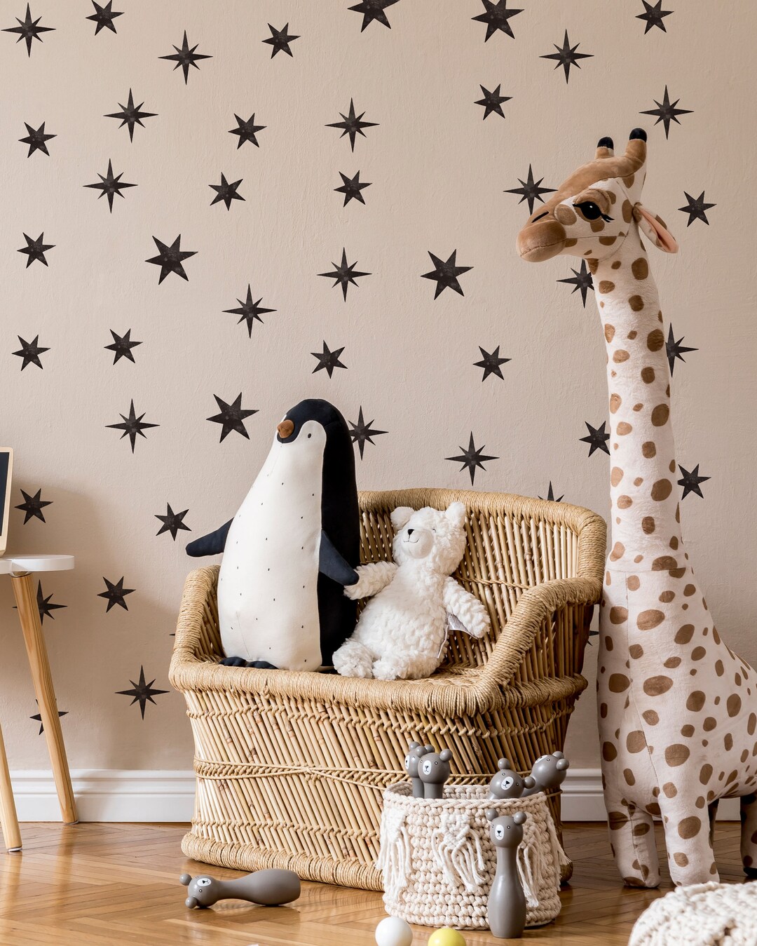 Star Wall Decals Black Watercolor Nursery Sparkles Stickers Boho Decor ...