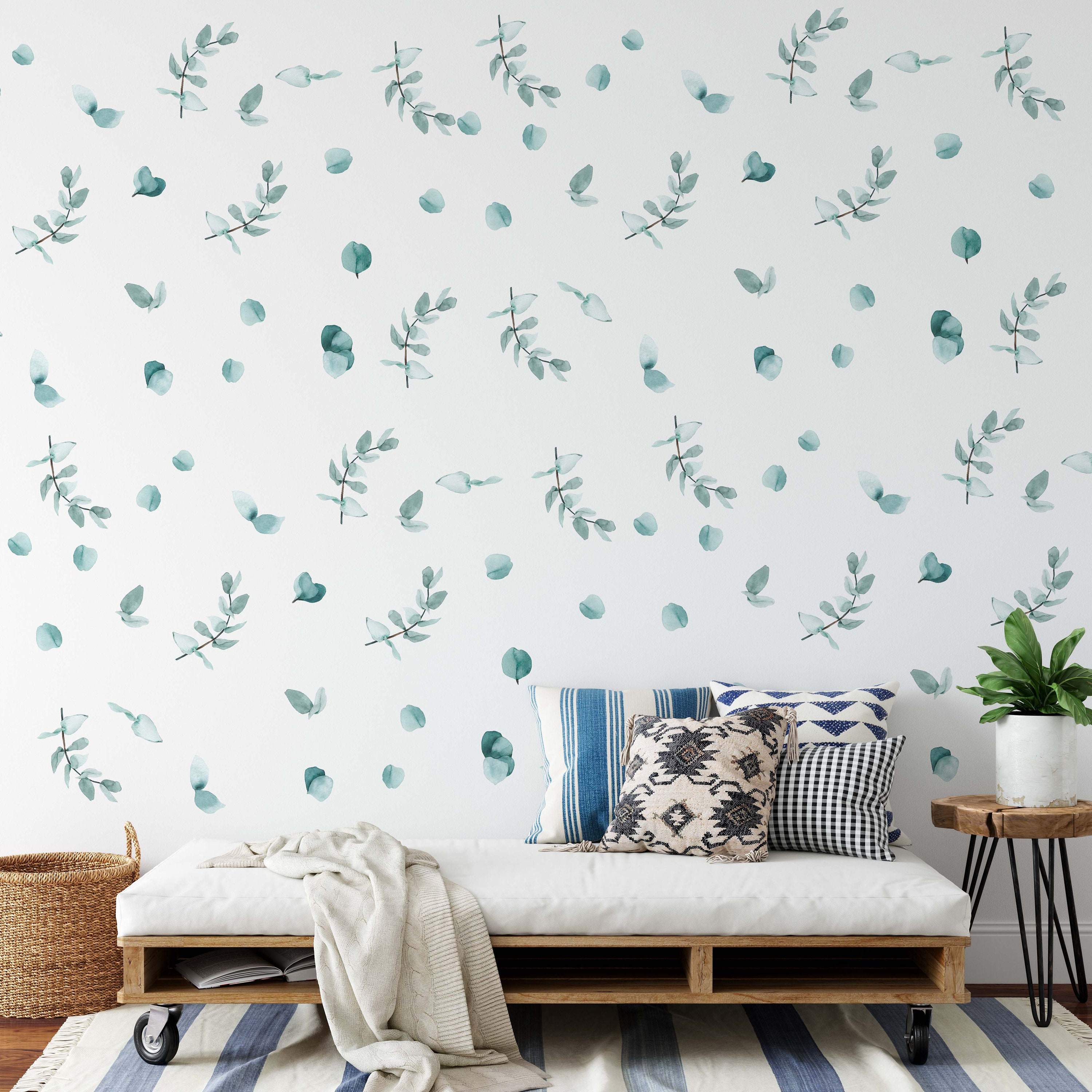 Eucalyptus Wall Decals Greenery Watercolor Sticker Leaves Room Etsy