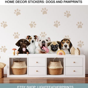 Paw prints wall decals, Dogs Stickers Nursery Decor Paw Prints Animals Color Stickers, LF649