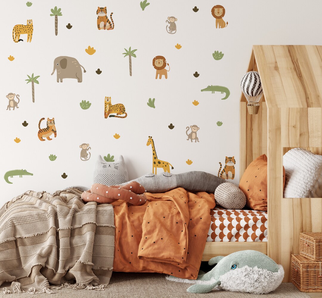 Safari Animals Jungle Wall Decals: Peel & Stick Nursery Decor D009 - Etsy
