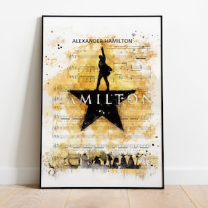 Mihamilton Musical Poster Wandkunst, Theater Zitat Druckdekor, Geschenk für, inspirierte Broadway-Musicals, Aquarellkunst