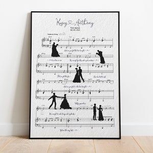 Song Lyrics First Dance Song Print Personalised Wedding Poster Anniversary Gift, Typography Print, Music Art, Wedding Gift, LF495A