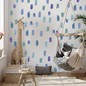 Abstrakte Pinselstriche für Kinderzimmer, Spielzimmer, Studio, DIY Akzent Wandkunst LF030