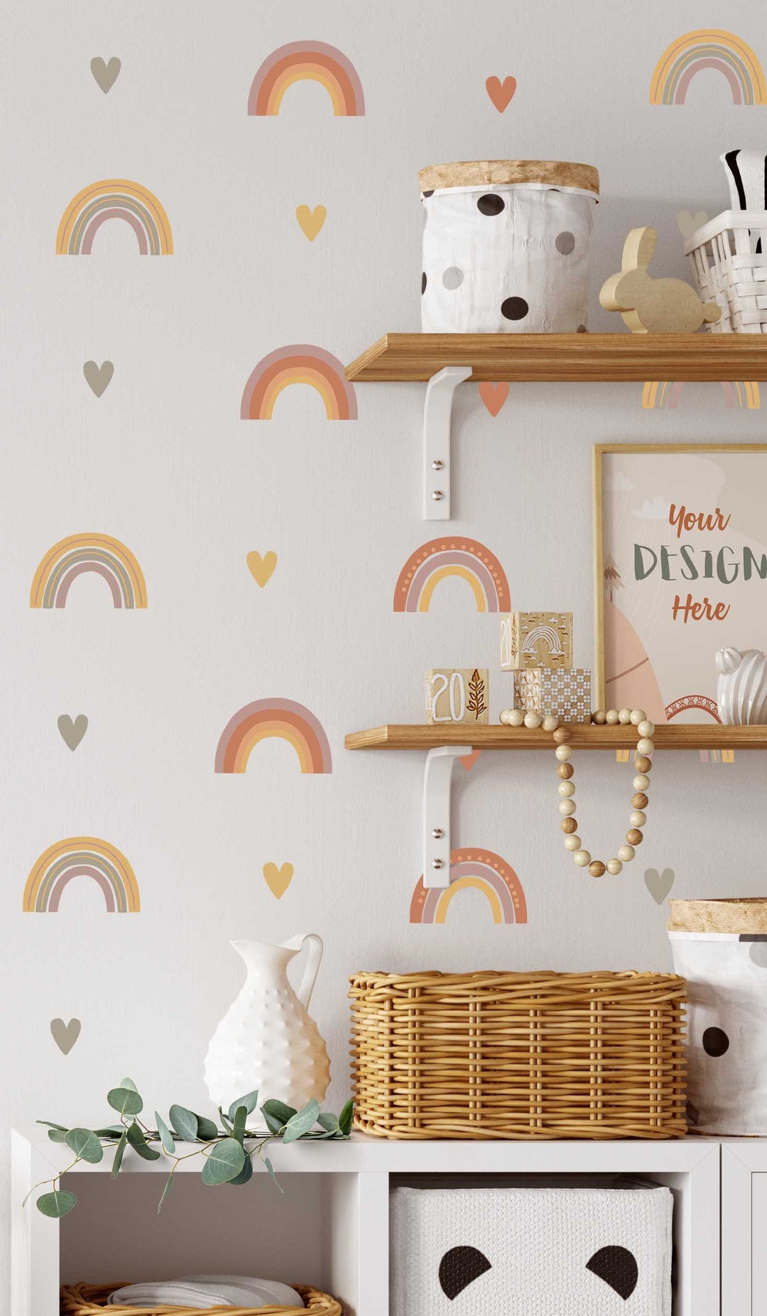Rainbow Wall Decals Heart Stickers Boho Children Room Decor, KL0009 - Etsy