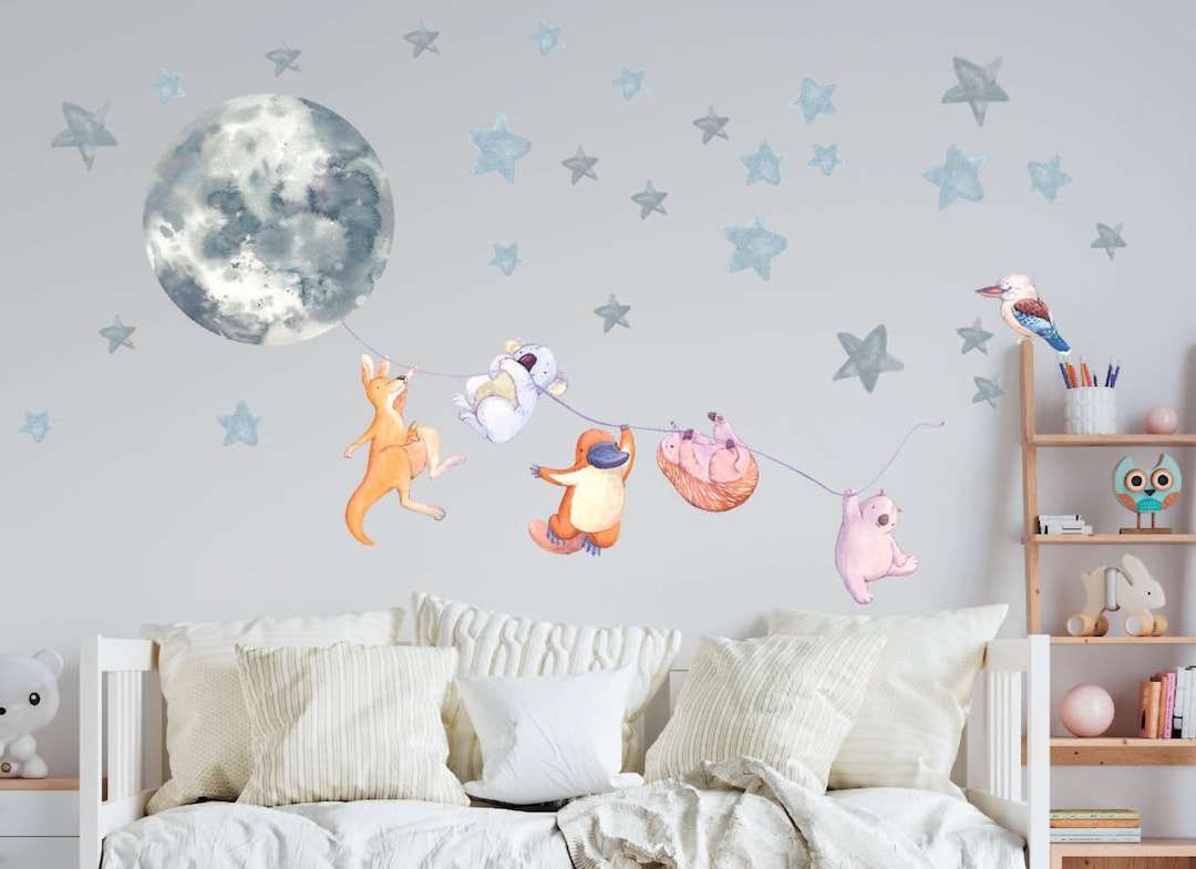 Australian Animals Nursery Decals Aussie Wall Stickers Moon Stars