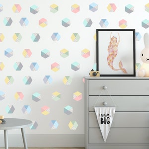 Wall Decals Hexagon Color Polka Dots Honeycomb Stickers LF236