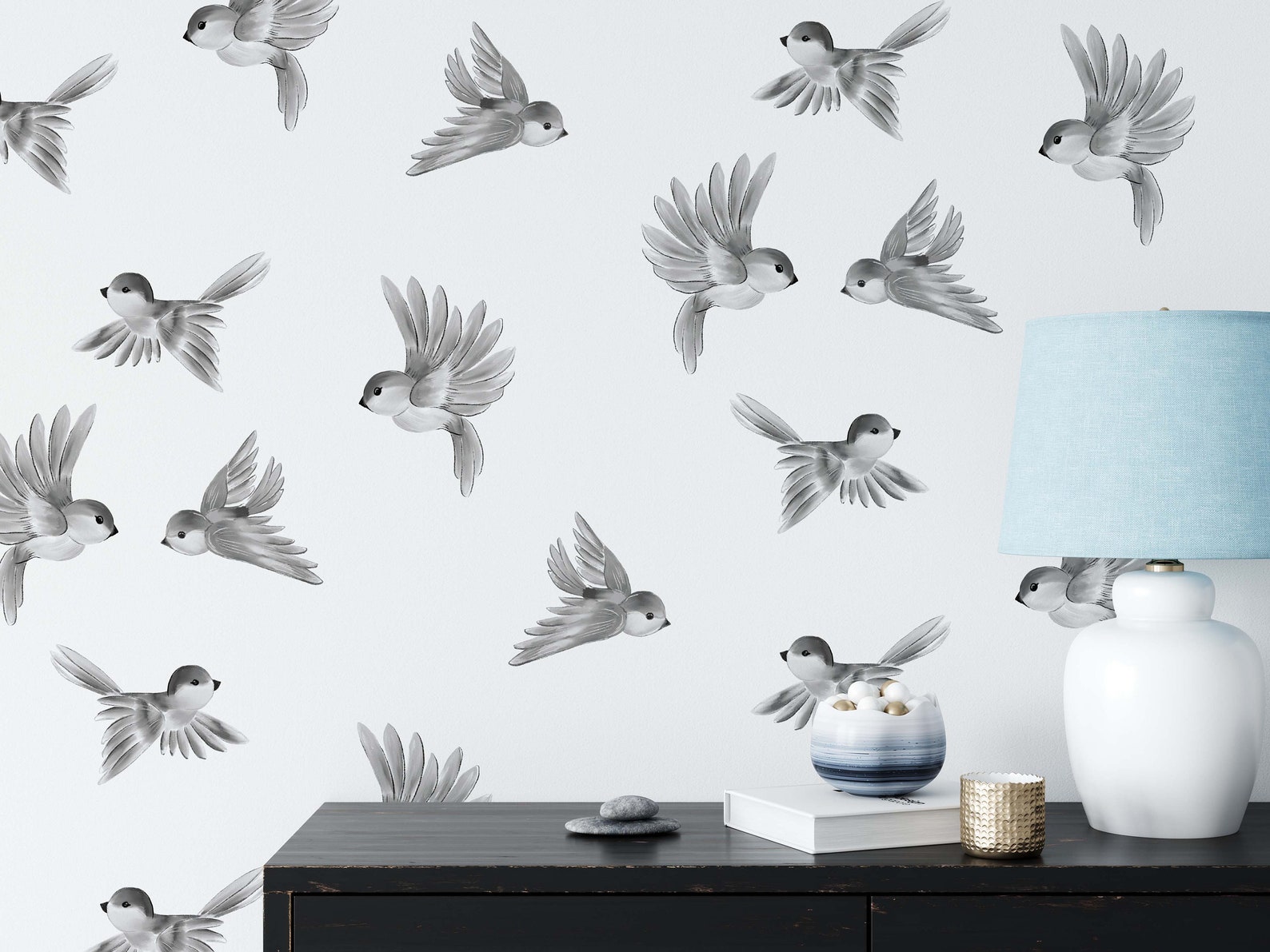 Blue Gray Birds Wall Decals Stickers LF258 - Etsy