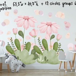 Watercolor flowers wall decals, Wildflowers Floral Stickers for nursery room decor LF269