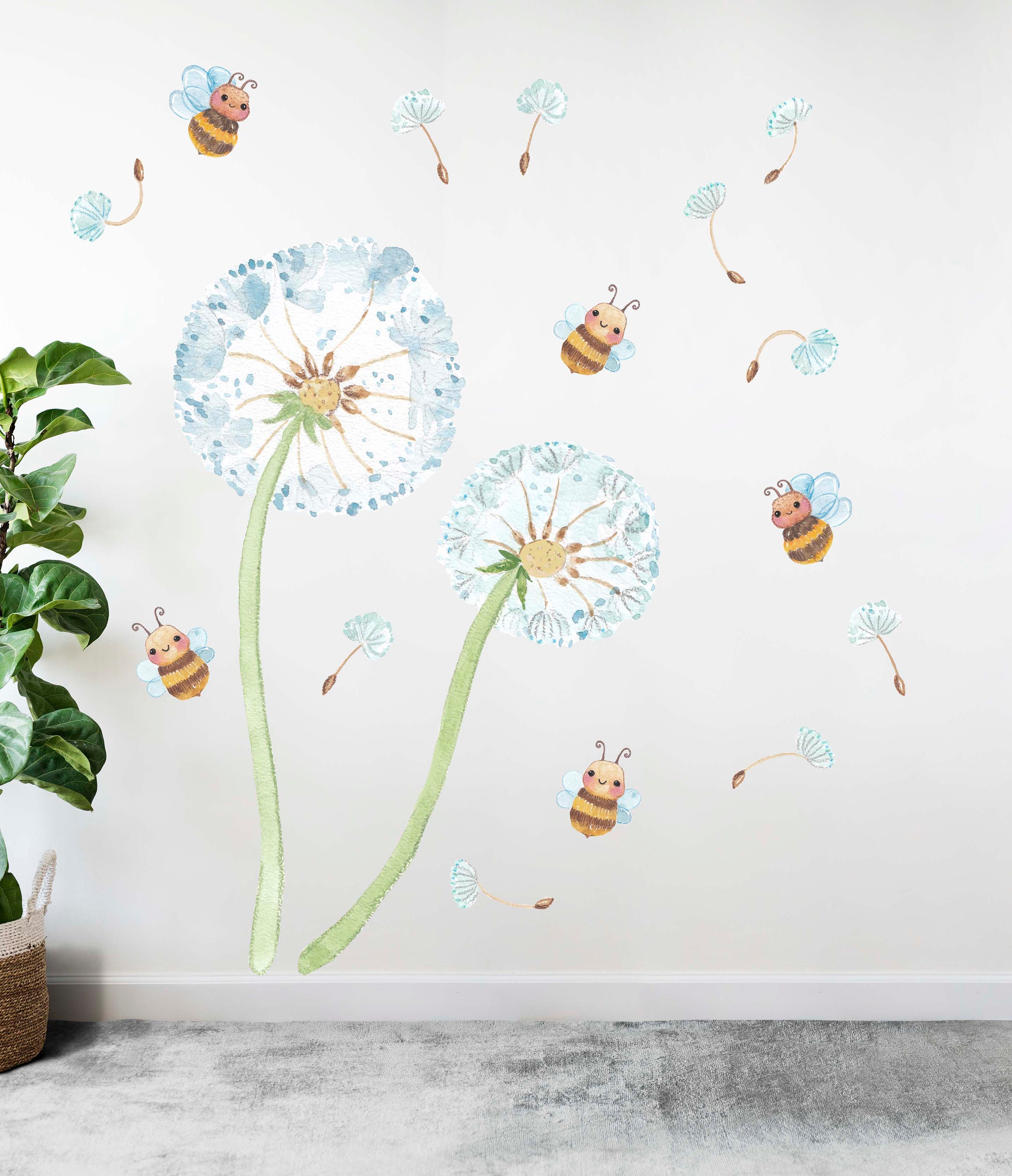 Fabric Wall Decal Dandelion Nursery Watercolour Kids Room - Etsy