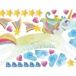 Unicorn Fabric Wall Decal Rainbow Kids Room Decor girls nursery stickers, LF146