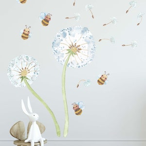 Fabric Wall Decal Dandelion Nursery Watercolour Kids Room - Etsy
