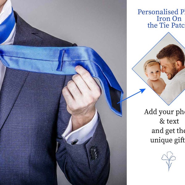 Personalised Photo Iron On Tie Patch Transfer Dad Suit Label Father of Bride Groom Gift Thank You Label Wedding Tie Insert, TP