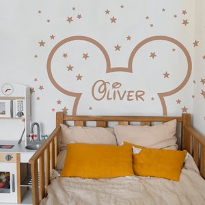 Mickey Toddler Headboard Wall Decal Large Arch Sticker Stars Nursery Mouse Ears Custom Name Playroom Bedroom Bathroom, LF552A