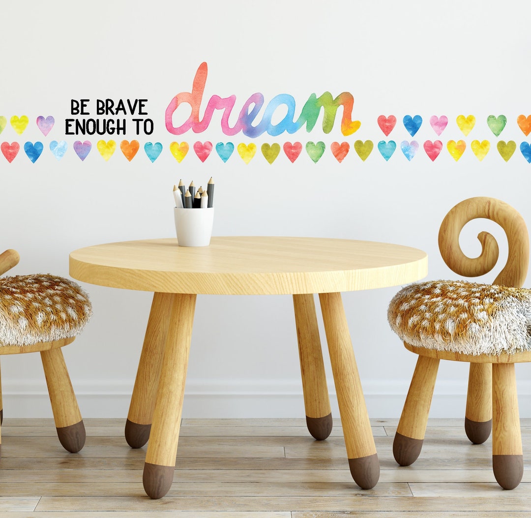 Watercolor Rainbow Heart Wall Decal: Kids Room Nursery Decor LF104 - Etsy