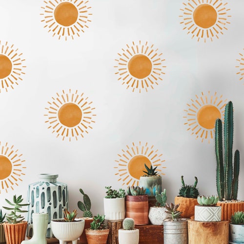 Sun Wall Decals Watercolor Boho Small Stickers LF144 Etsy