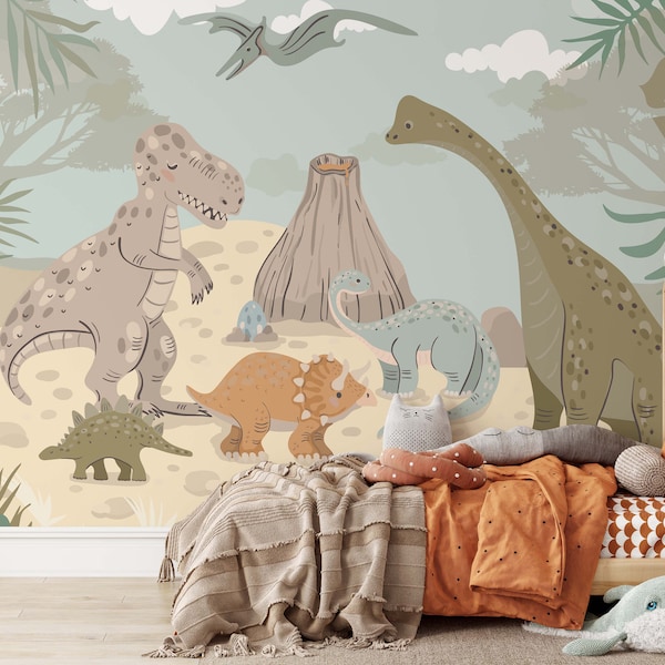 Dinosaur Wallpaper Removable Peel and Stick Dino Wall Murals, WL013_2