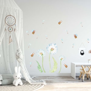 Fabric Wall Decal Dandelion Nursery Watercolour Kids Room - Etsy