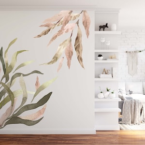 Greenery Boho Wall Decals Stickers Large Leaves, LF011