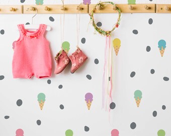 Ice Cream Polka Dot Wall Decals – Removable Kids Room Stickers LF080