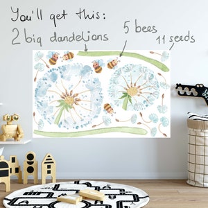 Fabric Wall Decal Dandelion Nursery Watercolour Kids Room - Etsy