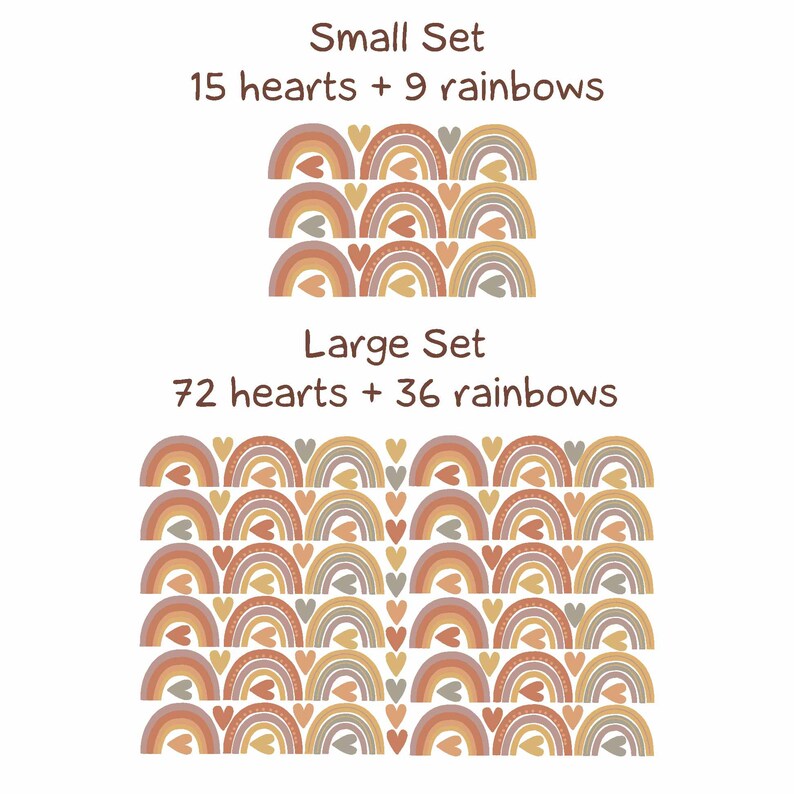 Rainbow Wall Decals Heart Stickers Boho Children Room Decor, KL0009 - Etsy