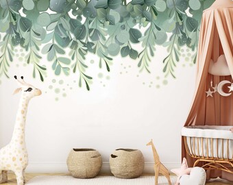 Hanging Greenery Wall Stickers Boho Vines Leaves Decals, LF309