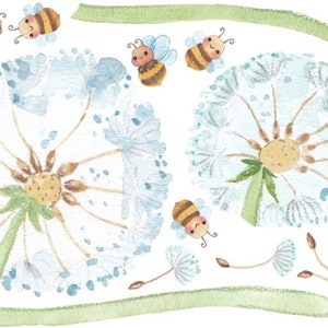 Fabric Wall Decal Dandelion Nursery Watercolour Kids Room - Etsy