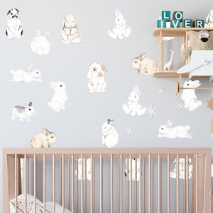 LF130 Niedliche Häschen Aufkleber im Set fürs Kinderzimmer - Niedliche Häschen-Sticker im Set