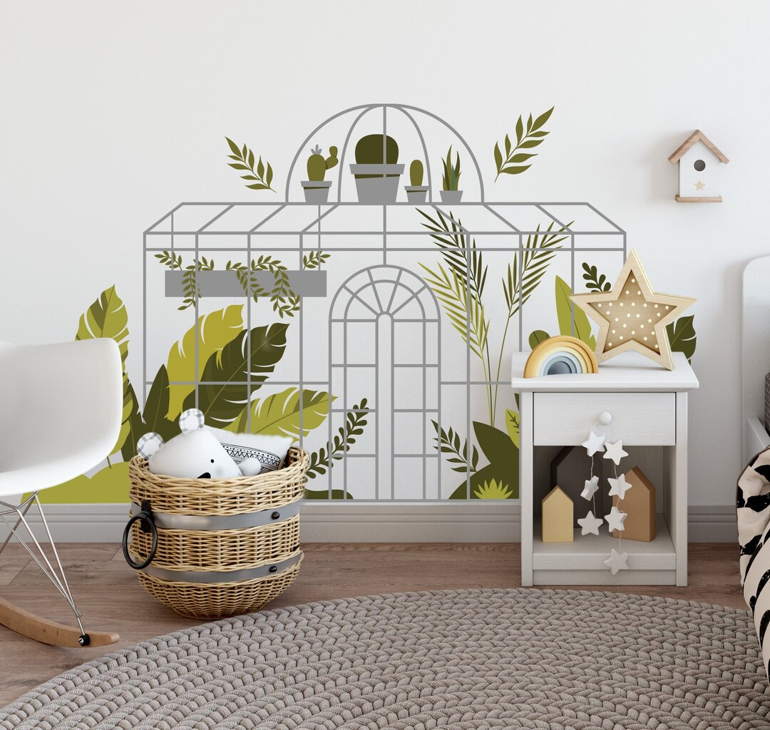 Greenhouse Wall Decal: Boho Flower Greenery, Nursery Decor LF541 - Etsy