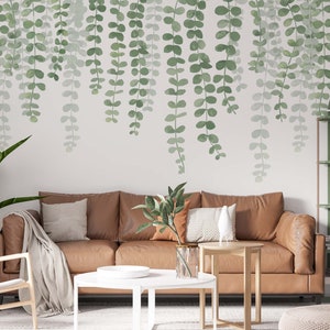 Hanging Plants Eucalyptus Greenery Wall Stickers Vines Leaves Decals LF310