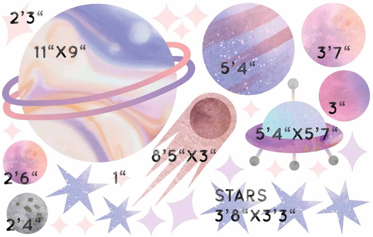 Cosmos Stickers Arch Headboard Clouds Wall Decals Planets, LF315 - Etsy