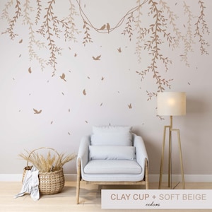 Leaves Greenery Wall Decals Birds Butterflies Stickers, LF276