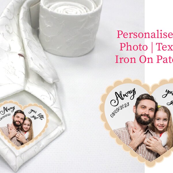 Personalised Dad tie patch iron on, Thank You Dad Wedding Label Custom Photo Tie Patch Father of the Bride Gift Neckties