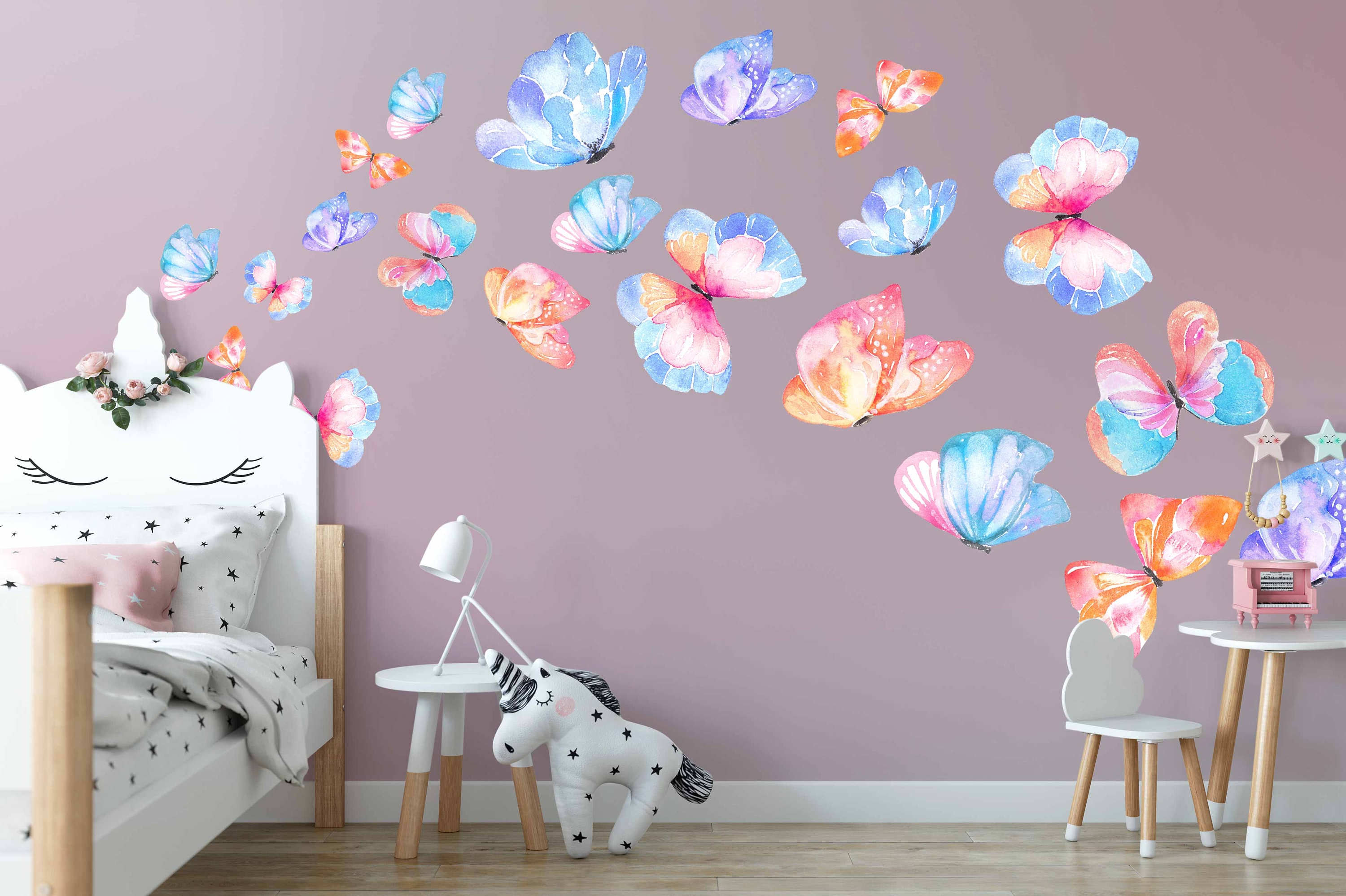 Butterfly Wall Decal Stickers Watercolor Nursery Girls Pink - Etsy