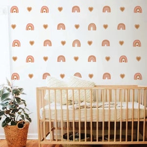 Heart Rainbow Wall Decals - Colorful Nursery Decor, Removable Heart Stickers for Kids Room & Gender Neutral Peel-and-Stick Art, LF229