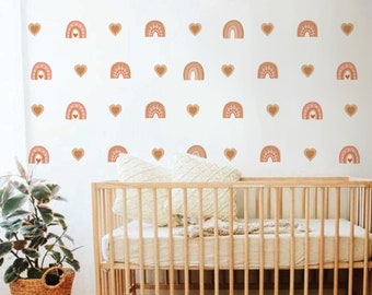 Heart Rainbow Wall Decals - Colorful Nursery Decor, Removable Heart Stickers for Kids Room & Gender Neutral Peel-and-Stick Art, LF229