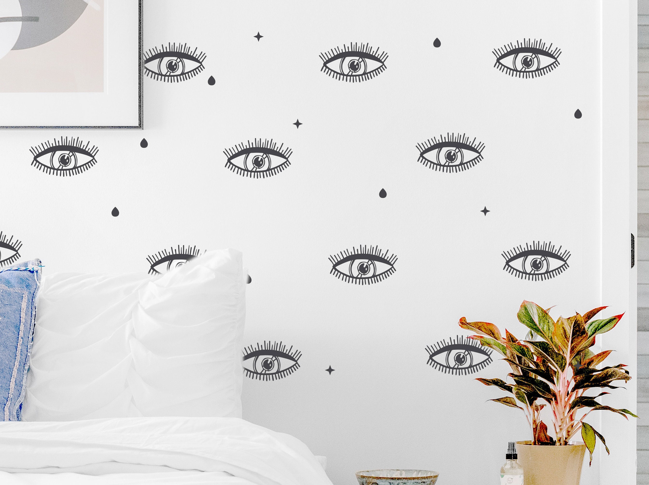 Wall Art Sticker Eye Lashes Extensions Beauty Salon Wall Decor Eyebrows Make Up Wall Stick on Tiles for Kitchen Little Hexagon Mirrors Wall