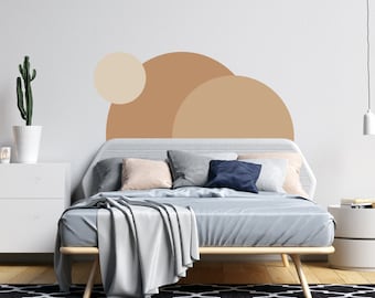 Calcomanía de pared abstracta Pegatina de medio círculo Boho Color Block Headboard, LF55