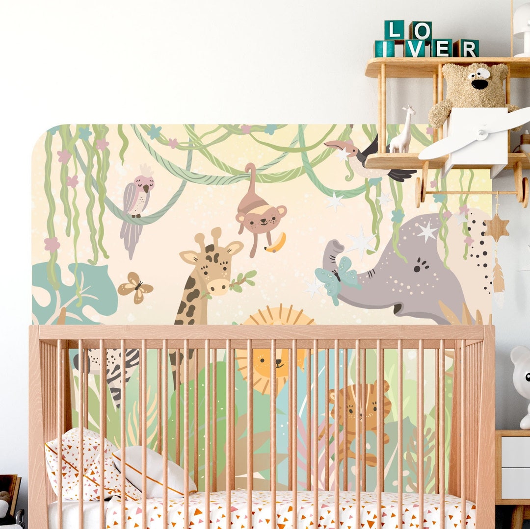 Safari Animals Peel and Stick Wallpaper Jungle Wall Paper Nursery ...