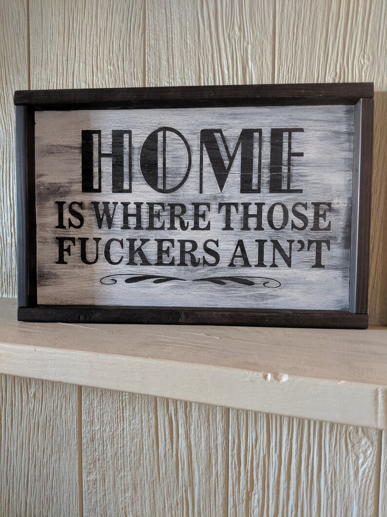 Home funny signs wood signs home is where house warming Etsy