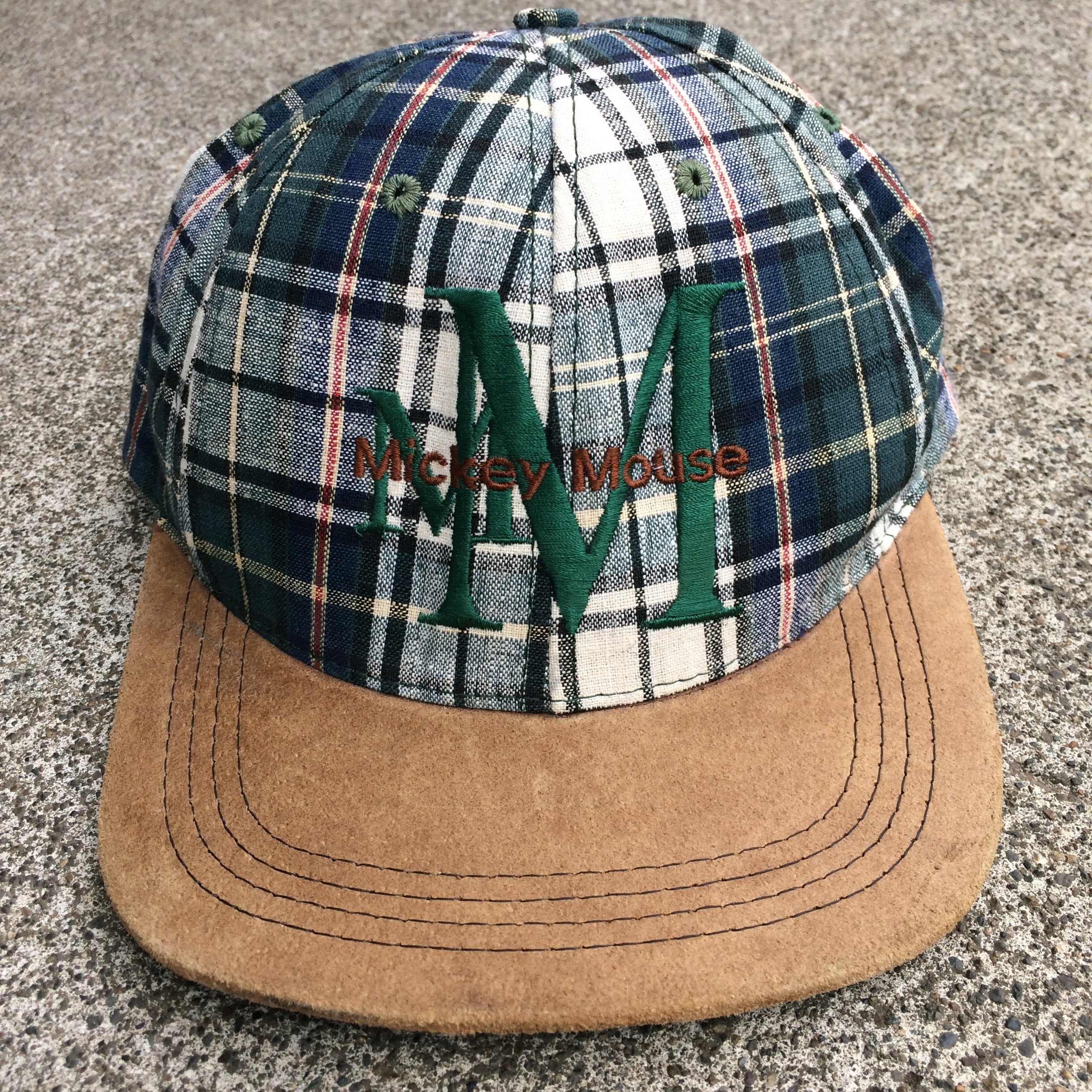 Vintage 90s Mickey Mouse 6 Panel Plaid 