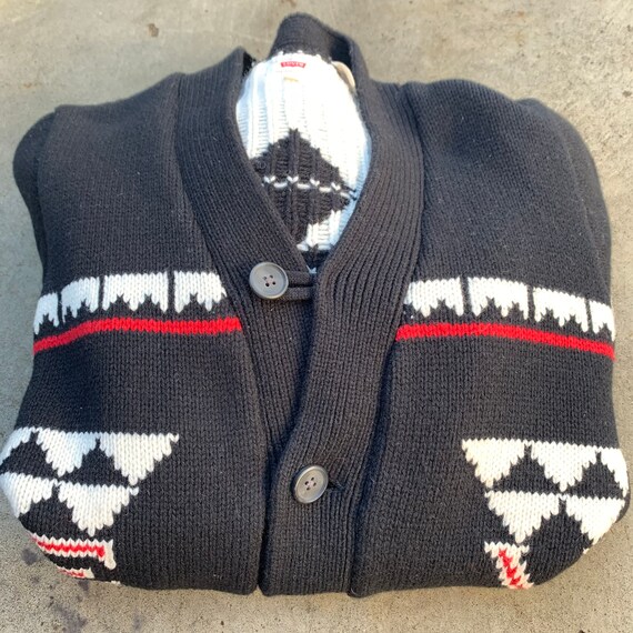 Levi's Tribal Print Cardigan Sweater Geometrical Design 100% Wool Size Small