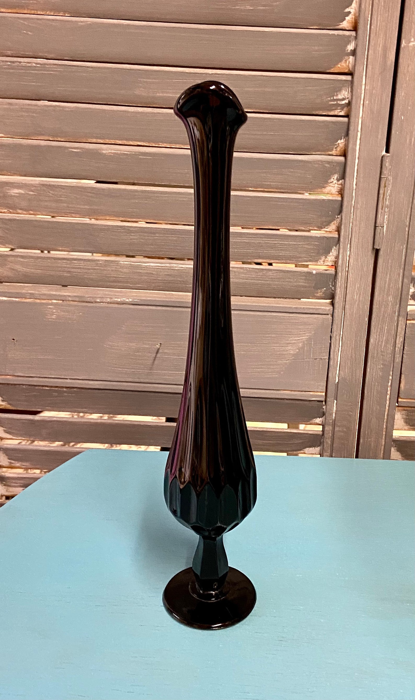 Fenton Black Swung Vase Hand Painted Fenton Black Amethyst Bud Etsy