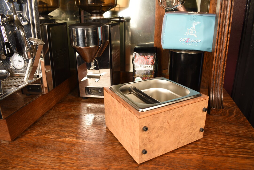 Espresso Coffee Knock Box Oak Burl Knock Box Exotic Wood Etsy