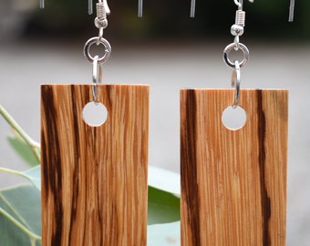 Genuine Marblewood Earrings-Statement Earrings-Wood Dangle Earrings-Wood Earrings-Repurposed Wood-Handmade Jewelry-Eco-friendly