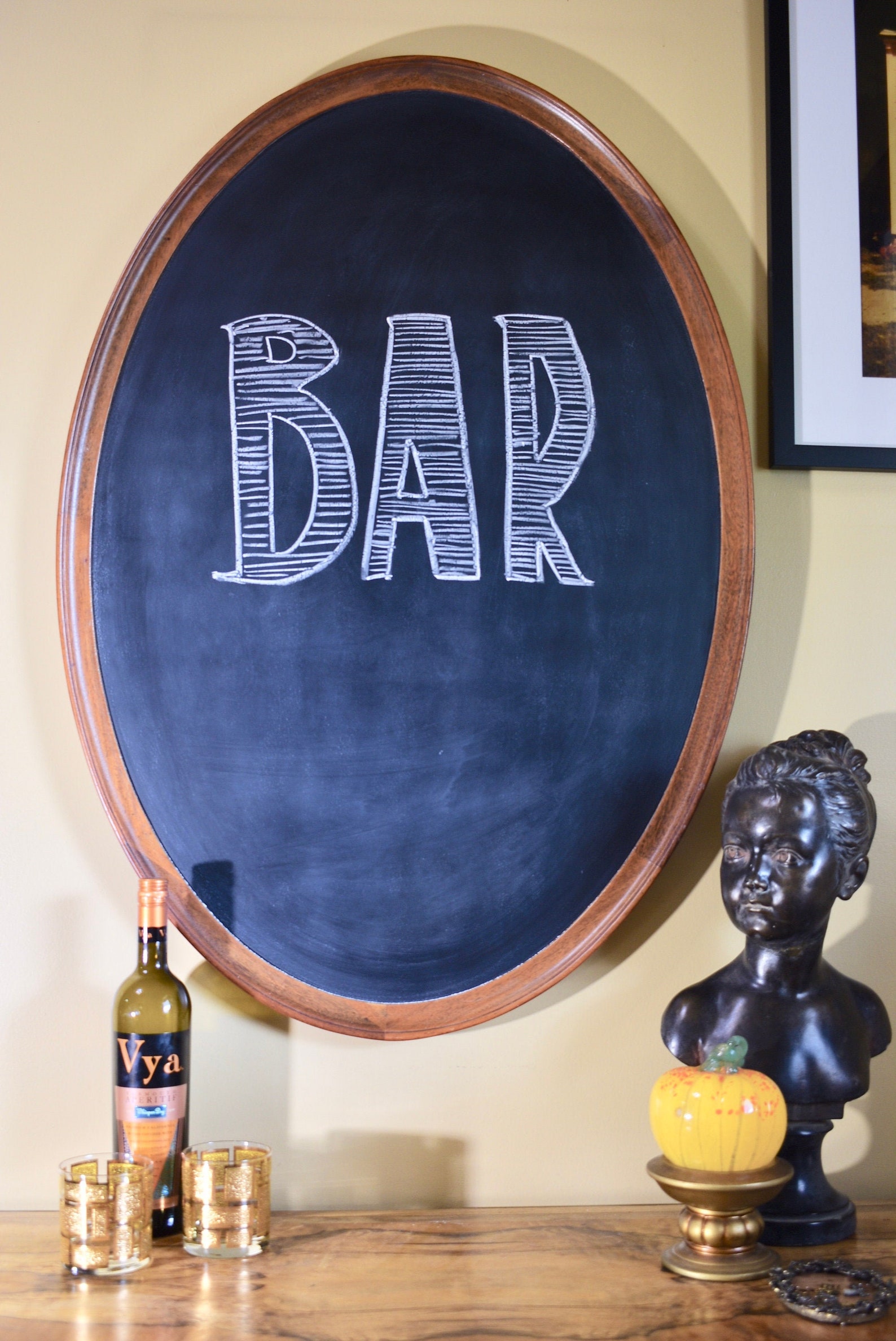 Extra Large Oval Chalkboard Event Chalkboard Framed Etsy UK